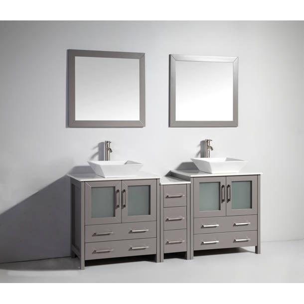 Wade Logan® Karson 96'' Double Bathroom Vanity with Top & Reviews Wayfair